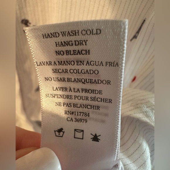 RAILS XS Taylor Little Paris Motif White Pinstripe Eiffel Tower Bicycle Whimsy - Picture 8 of 14